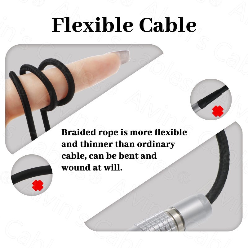 Alvin's Cables Flexible 2 Pin Male to D-tap Power Cable for Teradek, SmallHD Monitor, Vaxis 60cm|23.6inches Braided Wire - Image 4